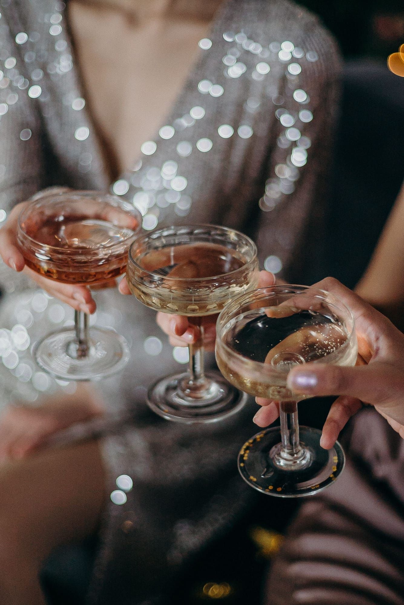 Guests raising a champagne toast at a celebration