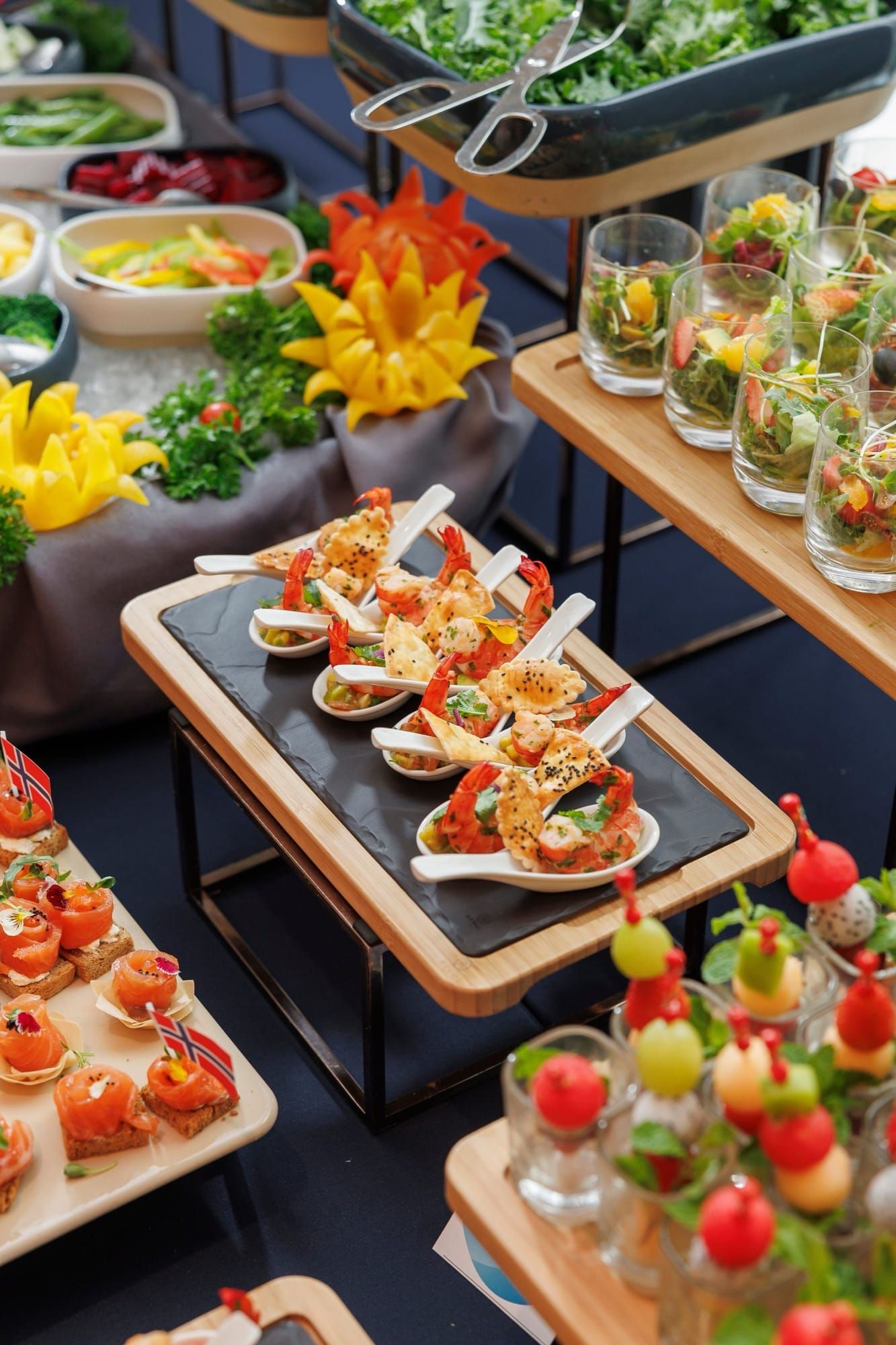 Elegant catering spread for a corporate event